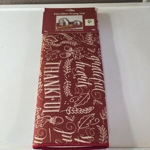 Brick Red And Cream Thankful Microfiber Drying Mat NWT